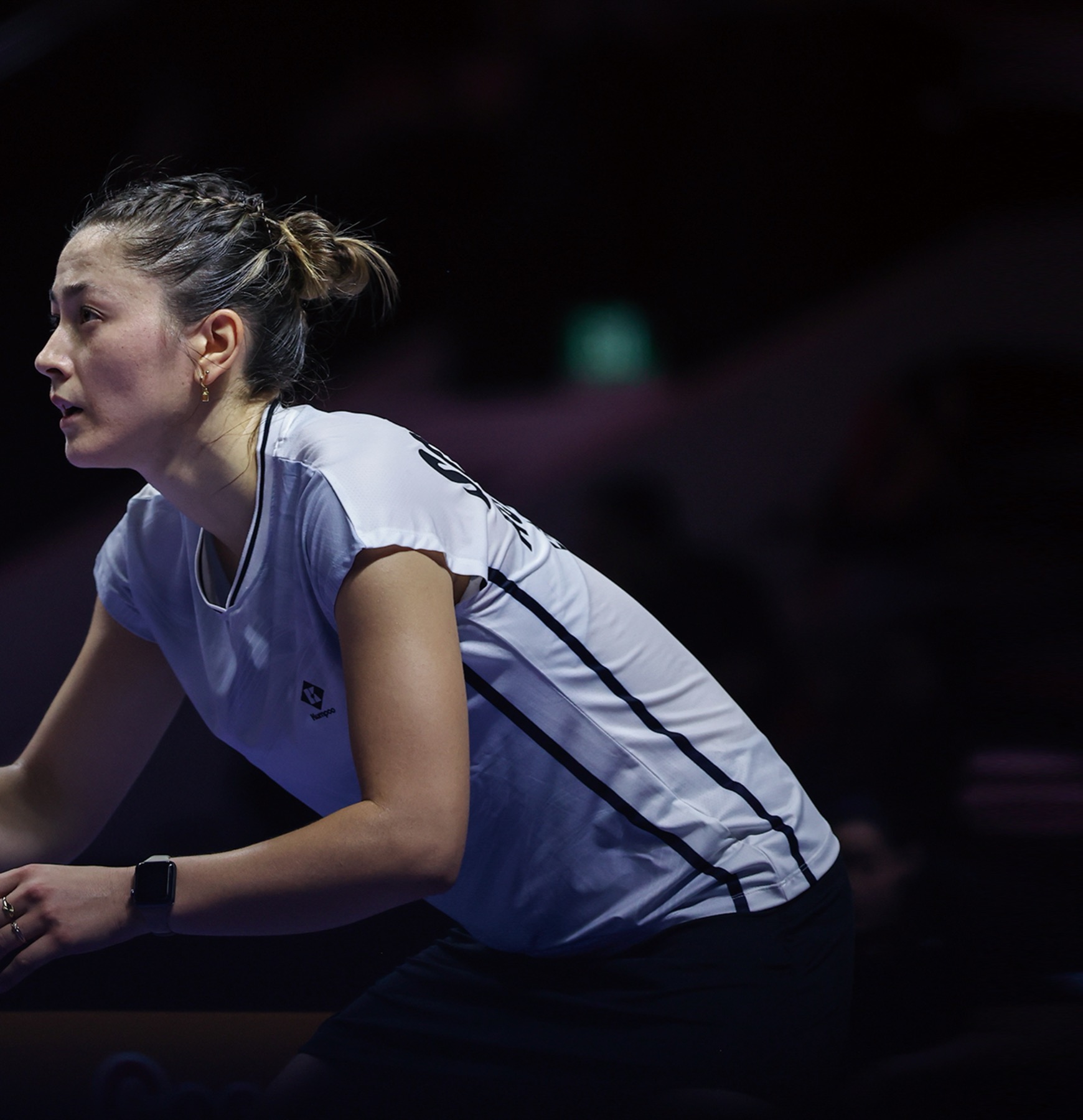 Gronya Somerville waiting to receive serve